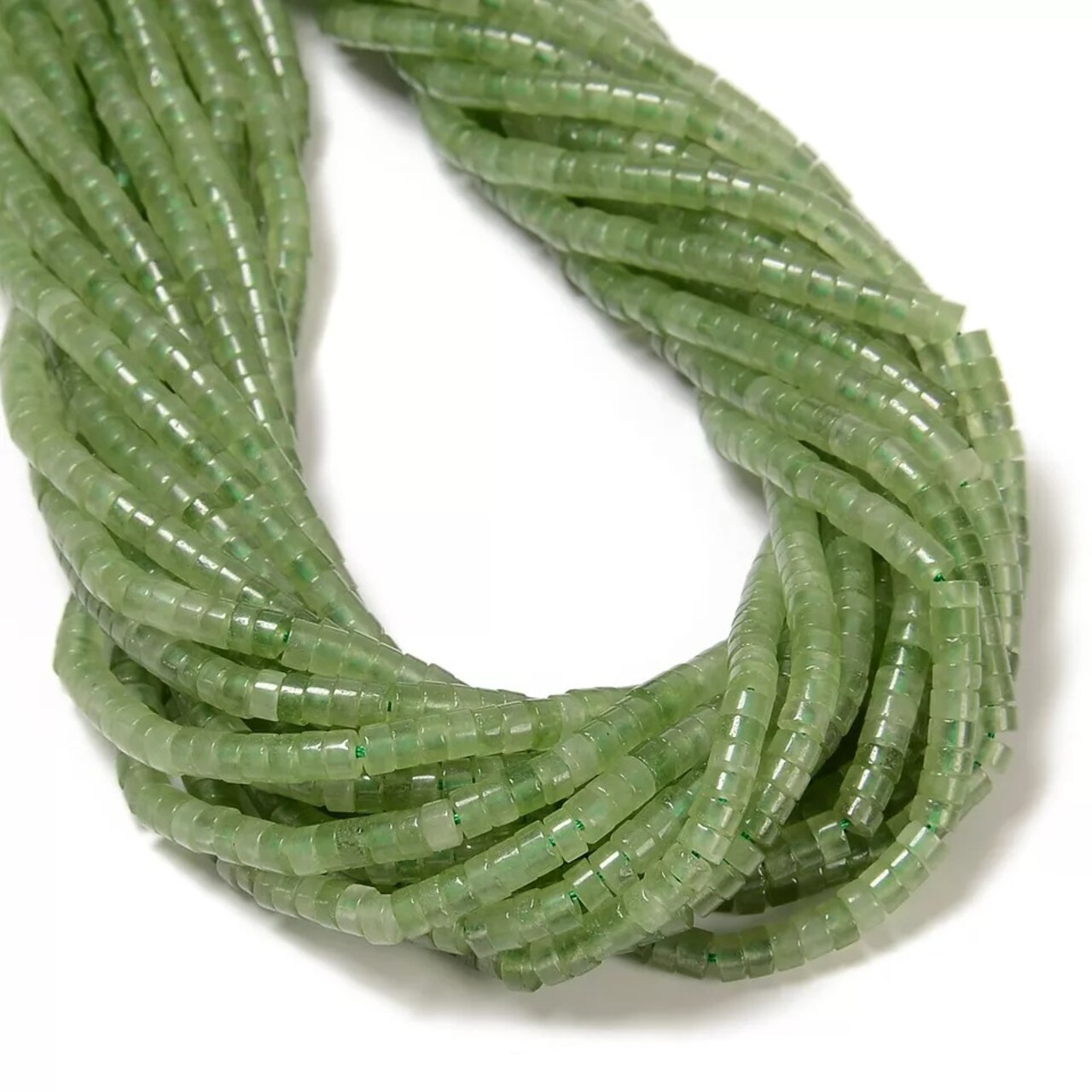 Peridot Color Dyed Jade Smooth Heishi Disc Beads Size 2x4mm 15.5'' Strand